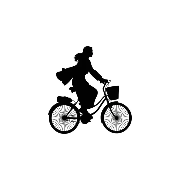 Cyclist Mountain Bike Isolated Vector Silhouette Profile Side View Recreational — Stock Vector