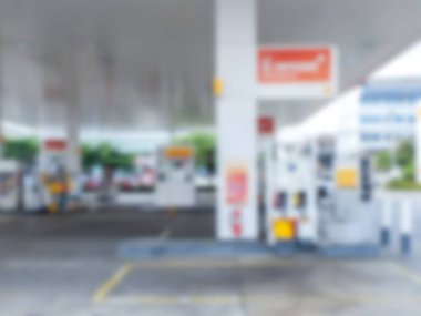 Abstract blur gas station interior. Blurred fuel filling station, soft defocused. Blurry building place of petrol service station background of pump gasoline and diesel oil.