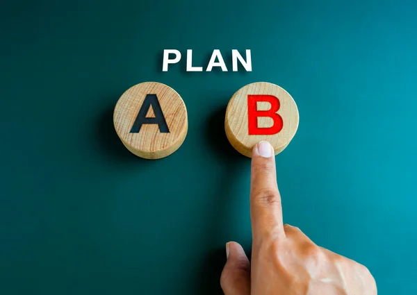 Plan Business Strategy Decisions Concept Plan Text Hand Choosing Finger — Stock Photo, Image