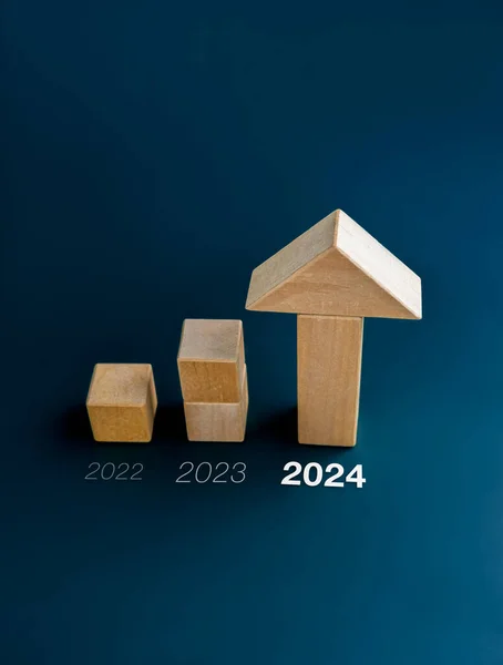 2022 2023 Και 2024 Νέο Έτος Αριθμό Ημερολογίου Ξύλινα Κύβους — Φωτογραφία Αρχείου