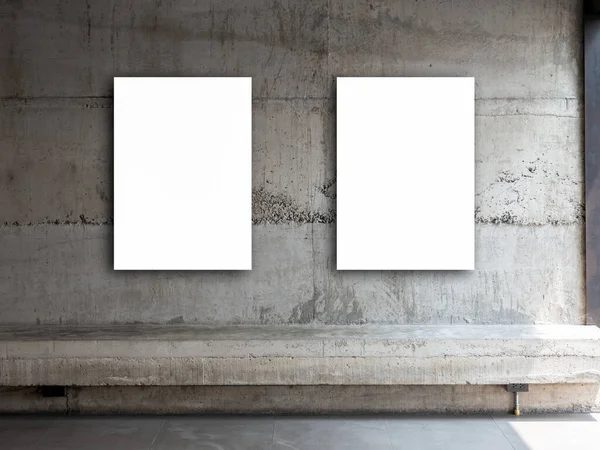 Två Vita Tomma Rektangel Bild Ramar Vertikal Stil Par Tom — Stockfoto
