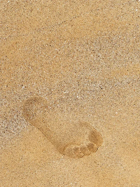 Leaving Footprint Sand Close Footprint Foot Step Walking Sand Beach — Stock Photo, Image