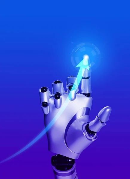 Negócios Tecnologia Com Conceitos Inteligência Artificial Mão Inteligente Robô Desenha — Fotografia de Stock