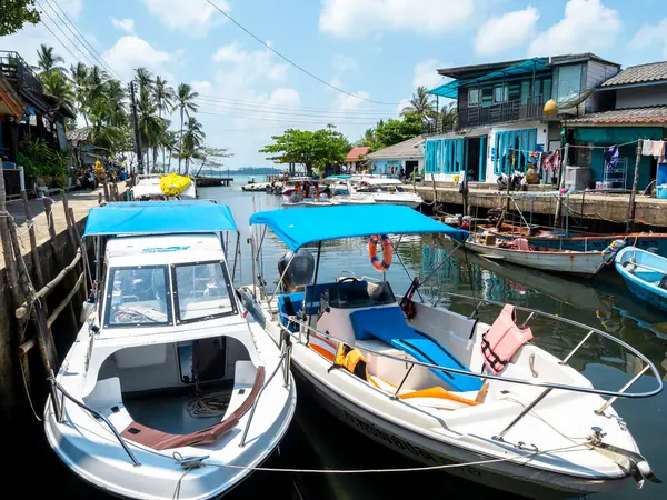 stock image Ao Yai fisherman village scene with boats and seascape view in Koh Kood island, a enduring holiday location for nature and outdoor travel in Thailand.