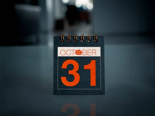 Šťastný Halloween Den Kalendář Datum Číslo Říjen Měsíc Dýní Černém — Stock fotografie