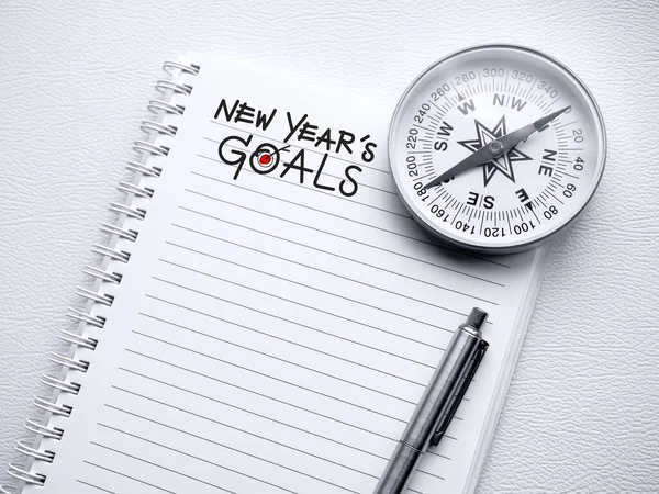Goals, action, plan, business direction, to do list concepts in new year. Handwriting text, \