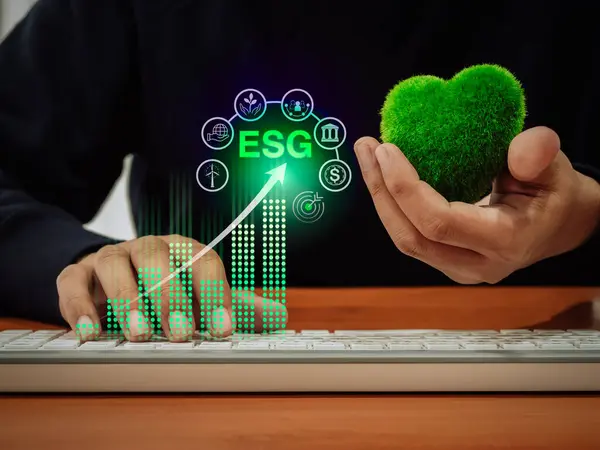 stock image ESG, environmental, social, and corporate governance, environment sustainable concept. Text 