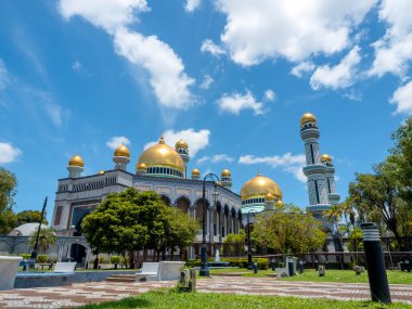 The beautiful view of Jame' Asr Hassanil Bolkiah Mosque landmark, named after Hassanal Bolkiah, the 29th and current Sultan of Brunei in Bandar Seri Begawan, the capital city of Brunei Darussalam. clipart