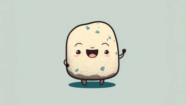 Cute illustration with a stone. Cartoon happy little characters . High quality illustration