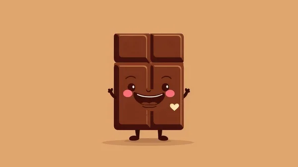 Cute chocolate chibi picture. Cartoon happy drawn characters . High quality illustration