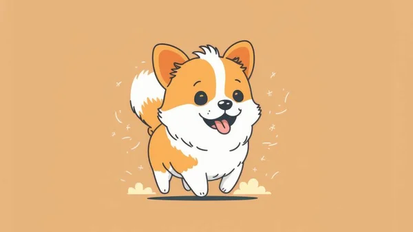 kawaii picture of a puppy . Cartoon happy small drawn animals. High quality illustration