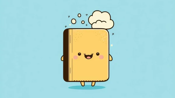Cute picture of a diary. Cartoon happy little drawn characters. High quality illustration