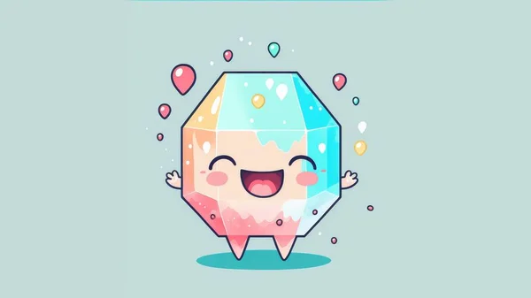 Cute crystal chibi picture. Cartoon funny drawn characters . High quality illustration