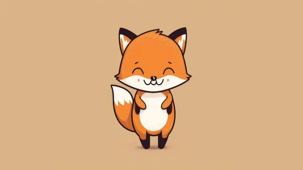 Cute picture of a fox . Cartoon happy baby animals drawn. High quality illustration