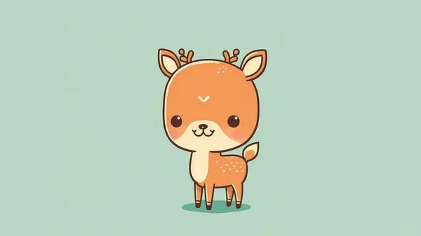 kawaii image of a chibi deer. Cartoon happy baby drawn animals. High quality illustration