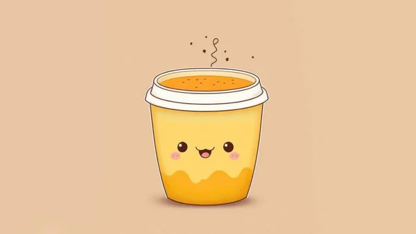 Cute cup picture. Cartoon funny drawn characters . High quality illustration