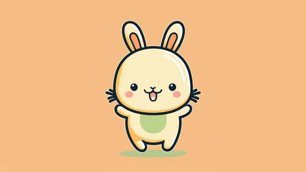 kawaii image of a funny bunny. Cartoon happy baby painted animals. High quality illustration