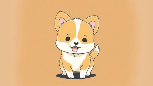 Cute illustration with a corgi puppy . Cartoon happy little drawn animals . High quality illustration