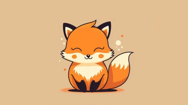 Cute picture of a fox . Cartoon happy baby animals drawn. High quality illustration