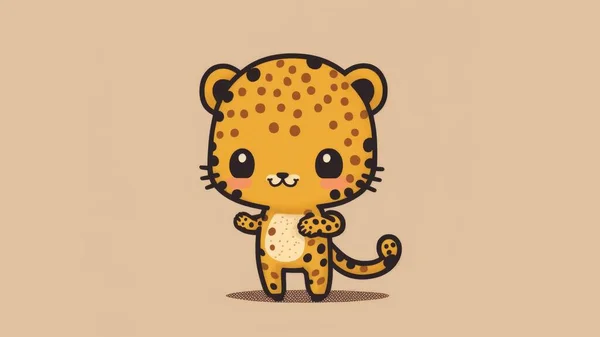 Cute picture of a leopard. Cartoon happy baby animals drawn. High quality illustration