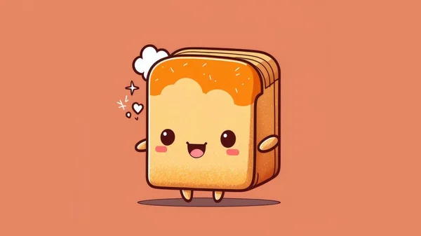 Cute small chibi bread picture. Cartoon happy drawn characters . High quality illustration
