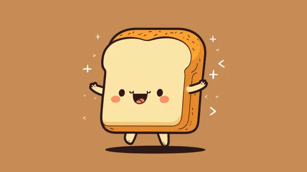Cute small chibi bread picture. Cartoon happy drawn characters . High quality illustration