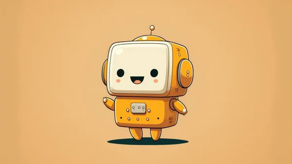 Cute illustration with a robot. Cartoon happy little drawn characters . High quality illustration