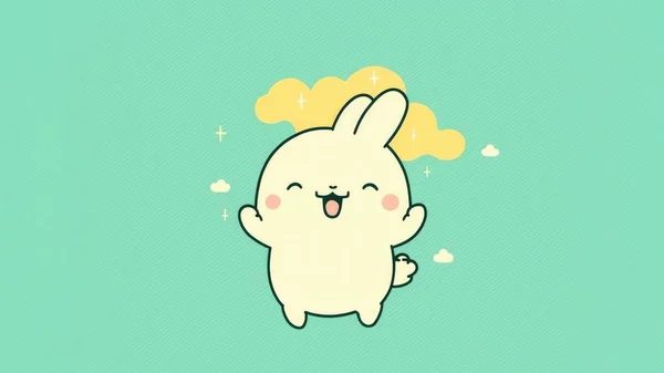 kawaii picture of a bunny. Cartoon happy small drawn animals. High quality illustration