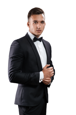 Smokinli bir adam kendine güvenir. İş ya da resmi etkinlik promosyonları için ideal.