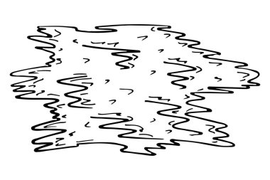 Beyaz arka planda şirin bir el çizimi kürk halı soyut şekli. Konforlu ev içinin elementi. Moda minimalizmi tarzında basit bir karalama. Vektör çizimi. Yığınla yer halısı.