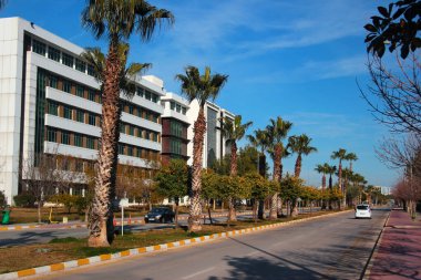 Antalya, Turkey - February 21, 2023: Faculty of Literature in Mediterranean Akdeniz University, established in 1982 in Antalya. 