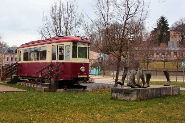 Рейхенбах Германия Марта 2023 Года Старый Ретро Трамвай Парке Generationen — стоковое фото