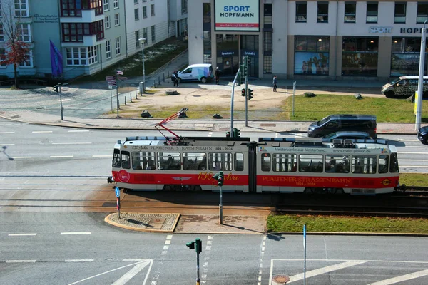 Plauen März 2023 Straßenbahnen Plauen Sind Ein Beliebtes Verkehrsmittel Das — Stockfoto