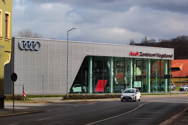 Plauen Alemanha Março 2023 Audi Center Vogtland Membro Carl Group — Fotografia de Stock