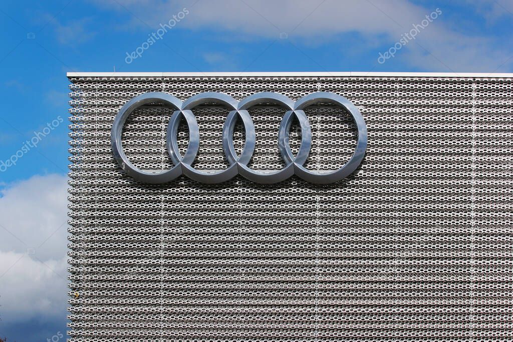 Plauen, Germany - March 28, 2023: Audi Center Vogtland, member of the Carl Group, an independent, regionally rooted family business in Vogtland.