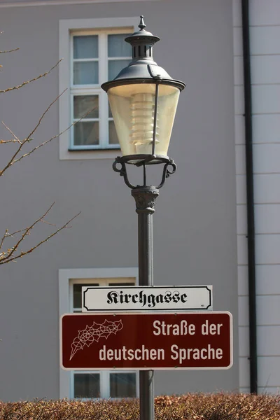 Reichenbach Tyskland April 2023 Skylt Med Gatunamn Road German Language — Stockfoto