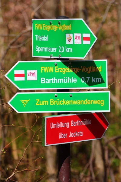 Plauen Germany April 2023 Way Markers Vogtland Panorama Way Other — Stock Photo, Image