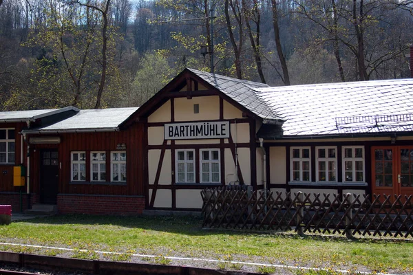 Barthmuhle Alemanha Abril 2023 Estação Barthmuhle Perto Ponte Elstertal Distrito — Fotografia de Stock