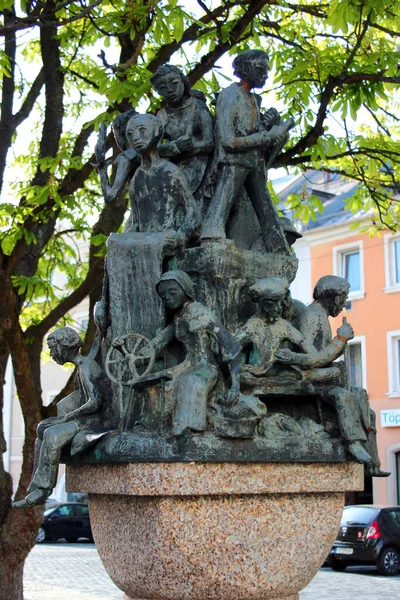 Hof Germany May 2023 Sculpture Fountain Townhall Dedicated 125Th Anniversary — Stock Photo, Image