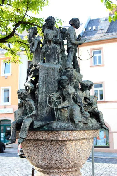 Хоф Германия Мая 2023 Года Скульптура Фонтане Возле Ратуши Посвященная — стоковое фото