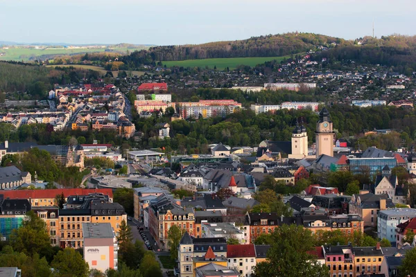 Plauen Tyskland Maj 2023 Utsikt Över Centrum Från Bearstone Hill — Stockfoto