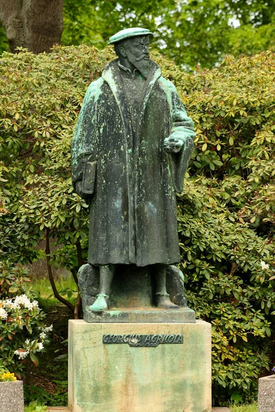 Glauchau Allemagne Mai 2023 Monument Georgius Agricola Humaniste Allemand Minéralogiste — Photo