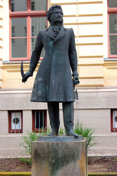 Gera Alemanha Maio 2023 Monumento Alexander Pushkin Famoso Poeta Russo — Fotografia de Stock