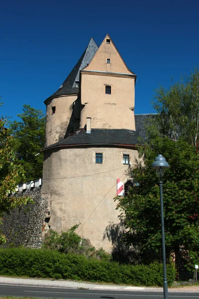 Burg Stein Südöstlich Von Zwickau Bezirk Hartenstein Felsigen Ufer Der — Stockfoto