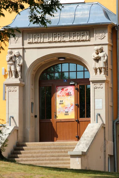 Weida Germany June 2023 Είσοδος Στο Τακτικό Σχολείο Max Greil — Φωτογραφία Αρχείου