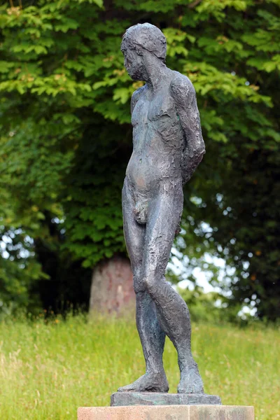 Chemnitz Alemania Junio 2023 Standing Male Nude Una Escultura Bronce — Foto de Stock