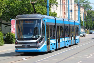 Chemnitz, Almanya - 12 Haziran 2023: Skoda Tram Chemnitz, Saksonya, Almanya
