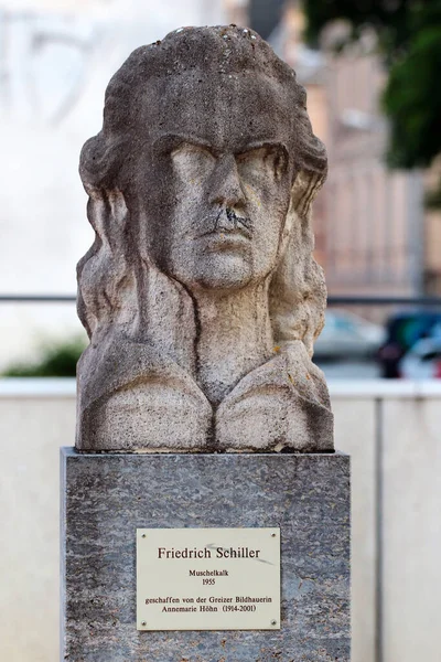Greiz Γερμανία Ιουνίου 2023 Μνημείο Του Friedrich Schiller Γερμανού Γιατρού — Φωτογραφία Αρχείου