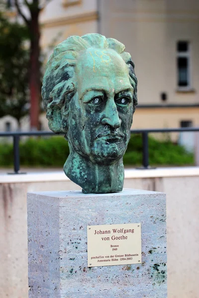 Greiz Niemcy Czerwca 2023 Pomnik Johanna Wolfganga Von Goethego Niemieckiego — Zdjęcie stockowe