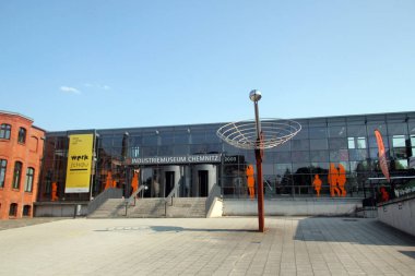 Chemnitz, Almanya - 9 Temmuz 2023: The Industrial Museum Chemnitz, Sakson endüstriyel tarihinin geniş bir koleksiyonu, Hermann ve Alfred Escher AG 'de yer almaktadır..